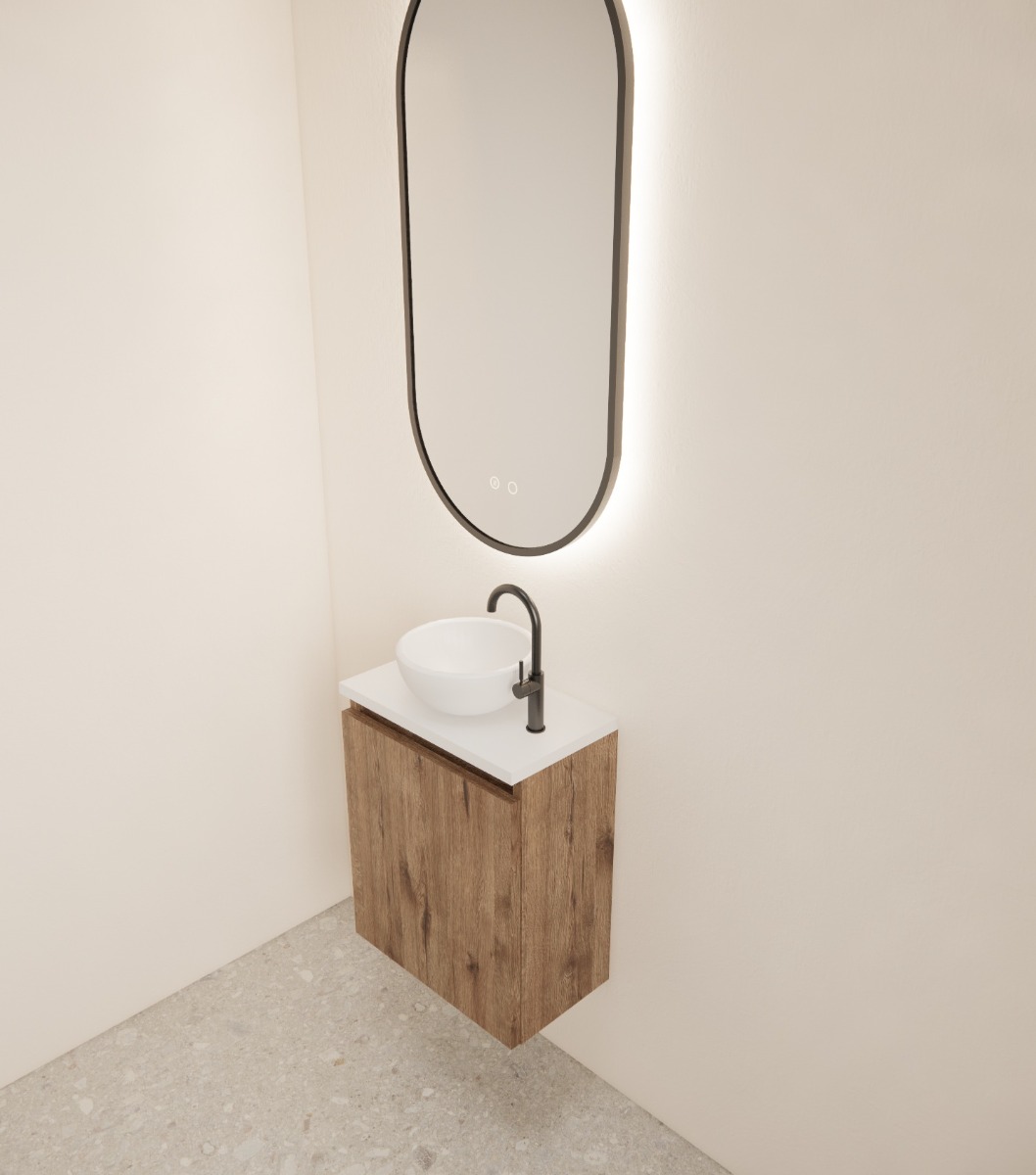 Gliss Design Echo toiletmeubel 40cm wellington oak met toppaneel wit mat
