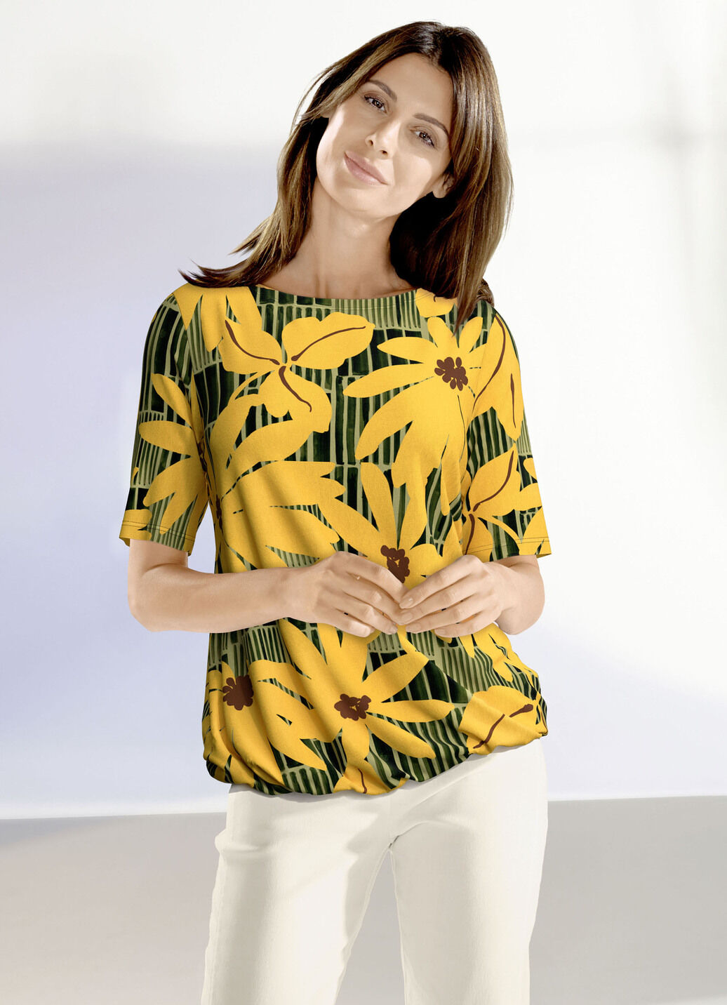 Shirt mit U-Boot Ausschnitt
