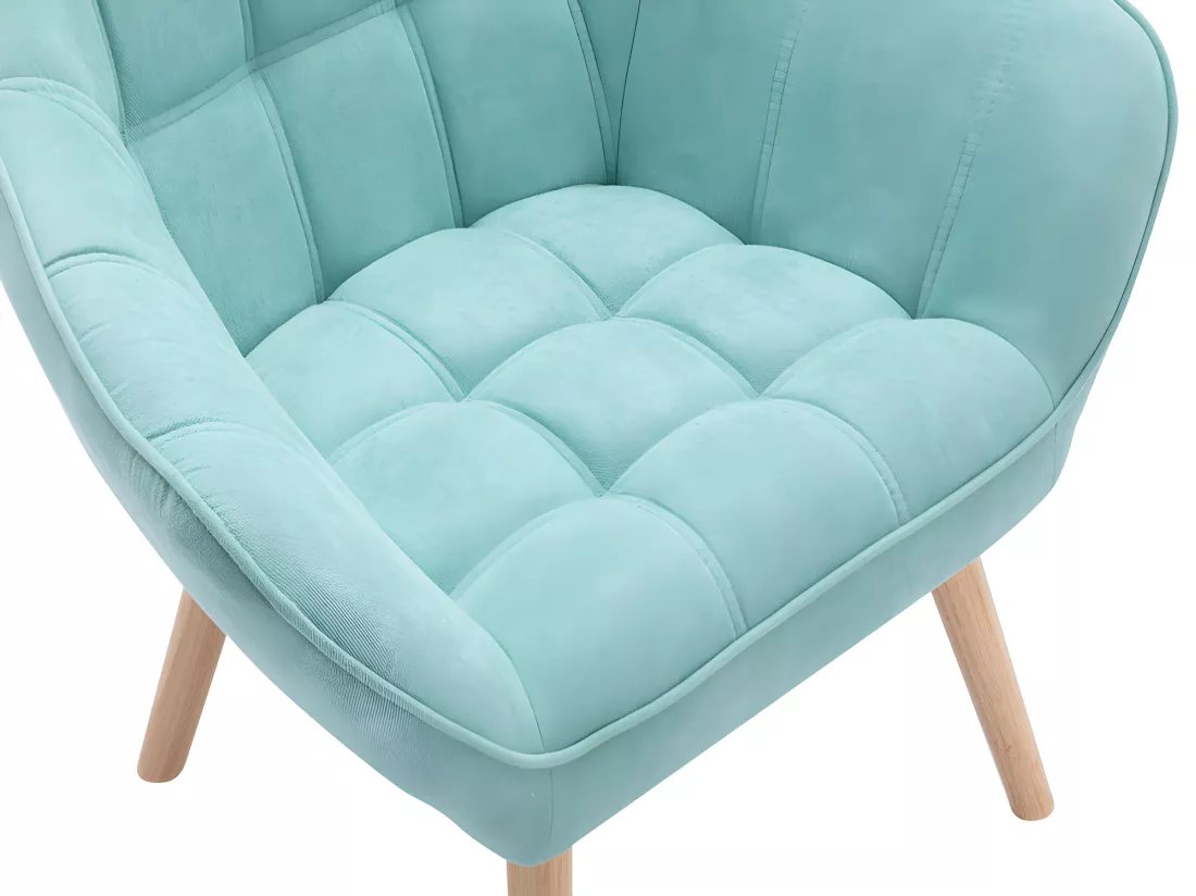 Canapé 2 places et fauteuil en tissu vert d'eau CASERTA