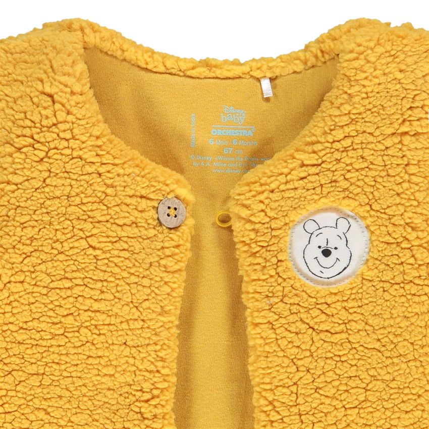 Ensemble gilet en bouclette + t-shirt Winnie l'Ourson + pantalon pour bébé garçon - Blanc