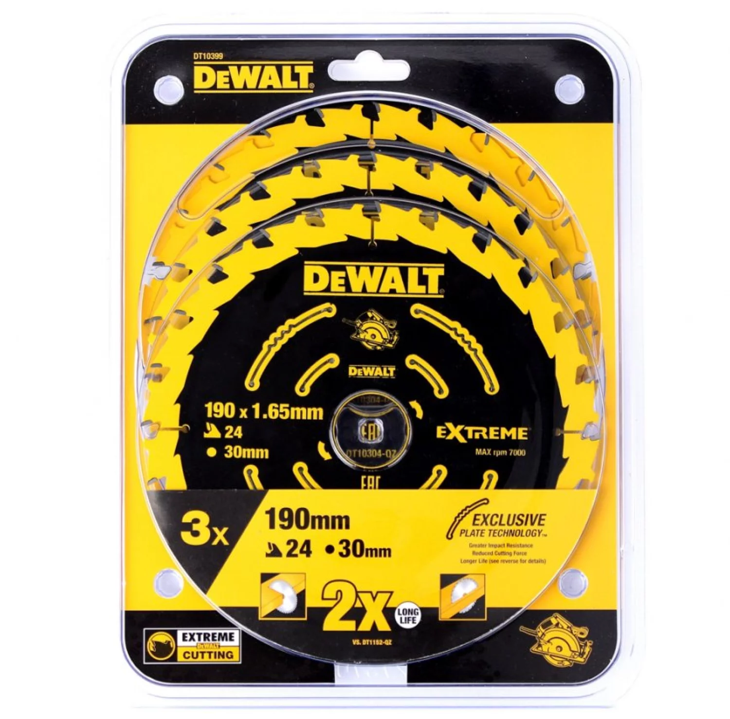 DeWALT DT10399 Constructie Cirkelzaagbladen set - 190 x 30 x 24T (3st) - Hout