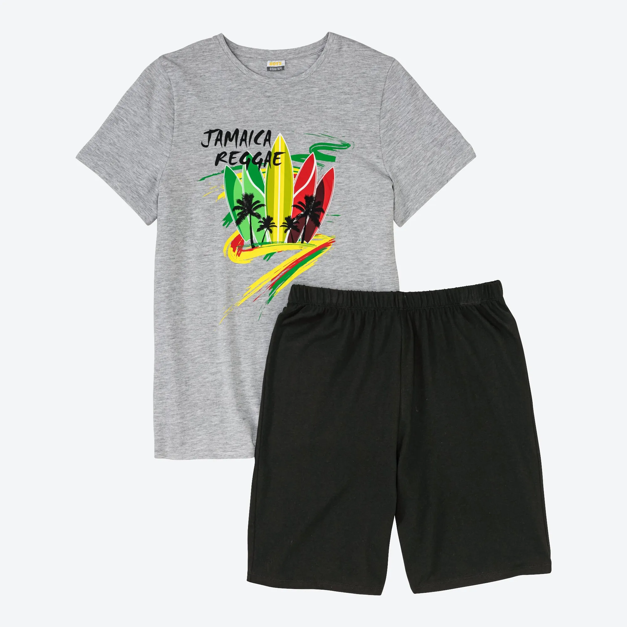 Jungen-Shorty mit Jamaica-Frontaufdruck, 2-teilig