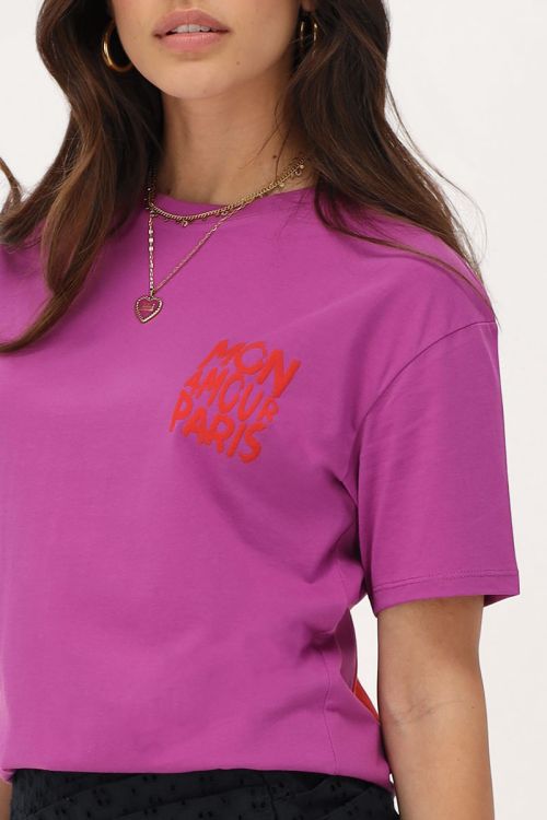 Paars T-shirt met oranje 