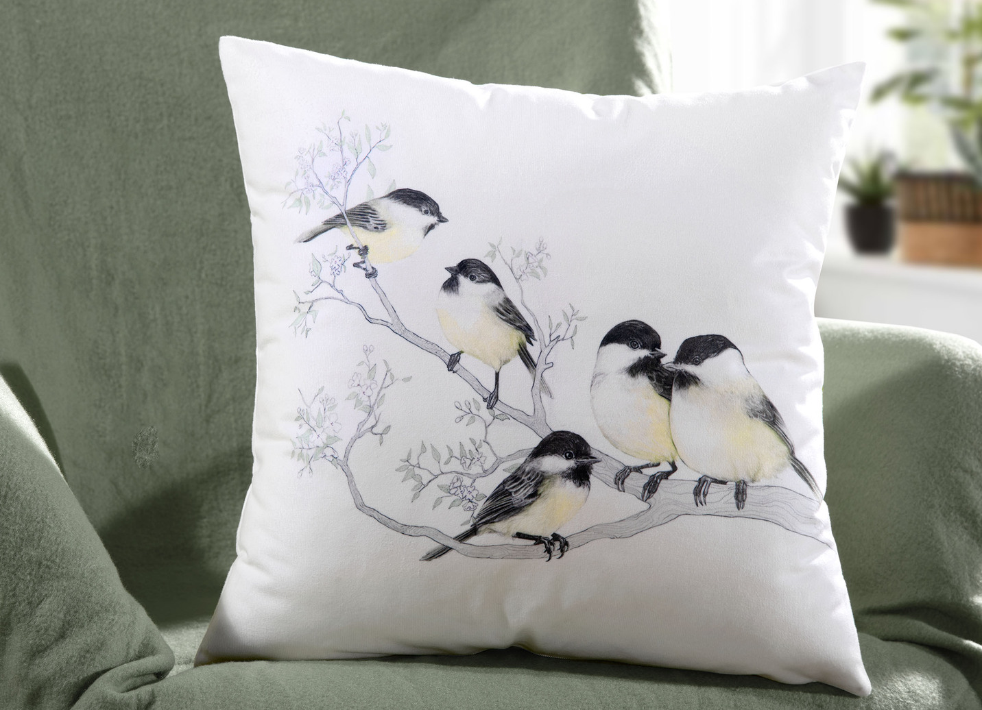 Kissenbezug mit Vogel- Motiv