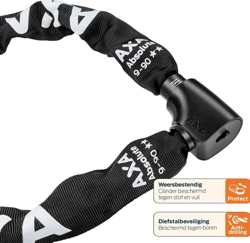 Axa - Absolute 9-90 - Kettingslot - Zwart - Gehard Staal