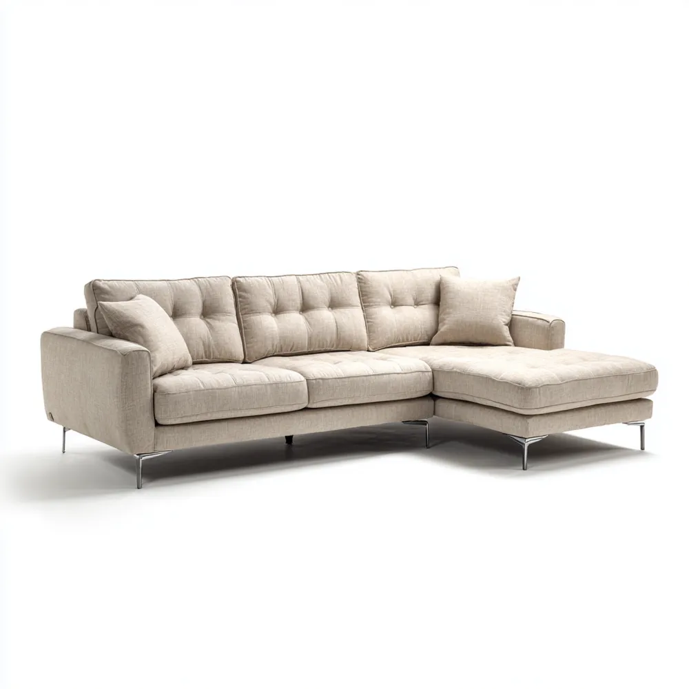 Ecksofa Stoff 250x90x85 cm – Beige – Modernes Design