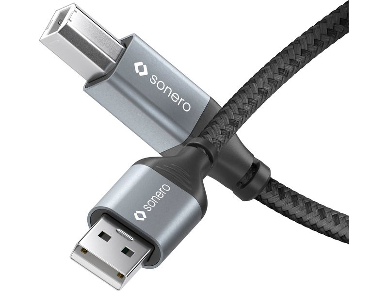 sonero USB 2.0-Kabel USB A - USB B 2 m USB 2.0 Kabel – A/b – aluminium – space grey/schwarz - 0.50m
