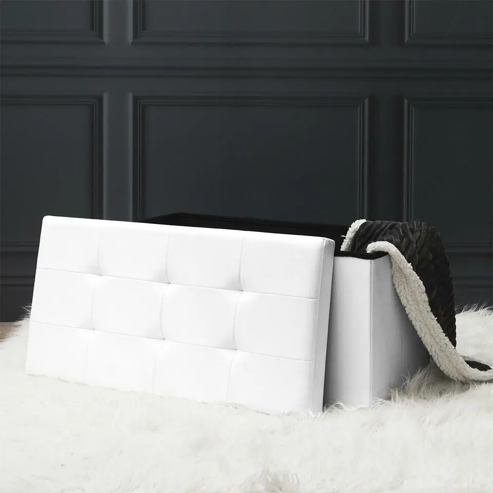 Home Deco Poef - Essence - MDF/polyester - wit - 76 x 38 cm