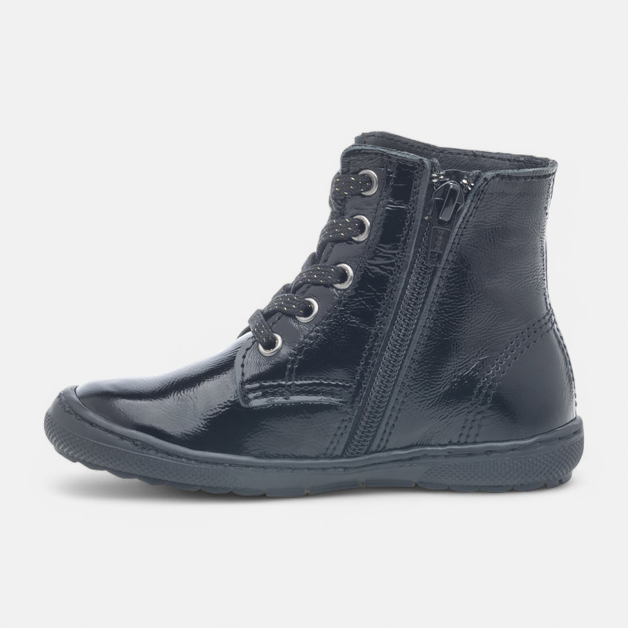 Boots Fille en cuir noir