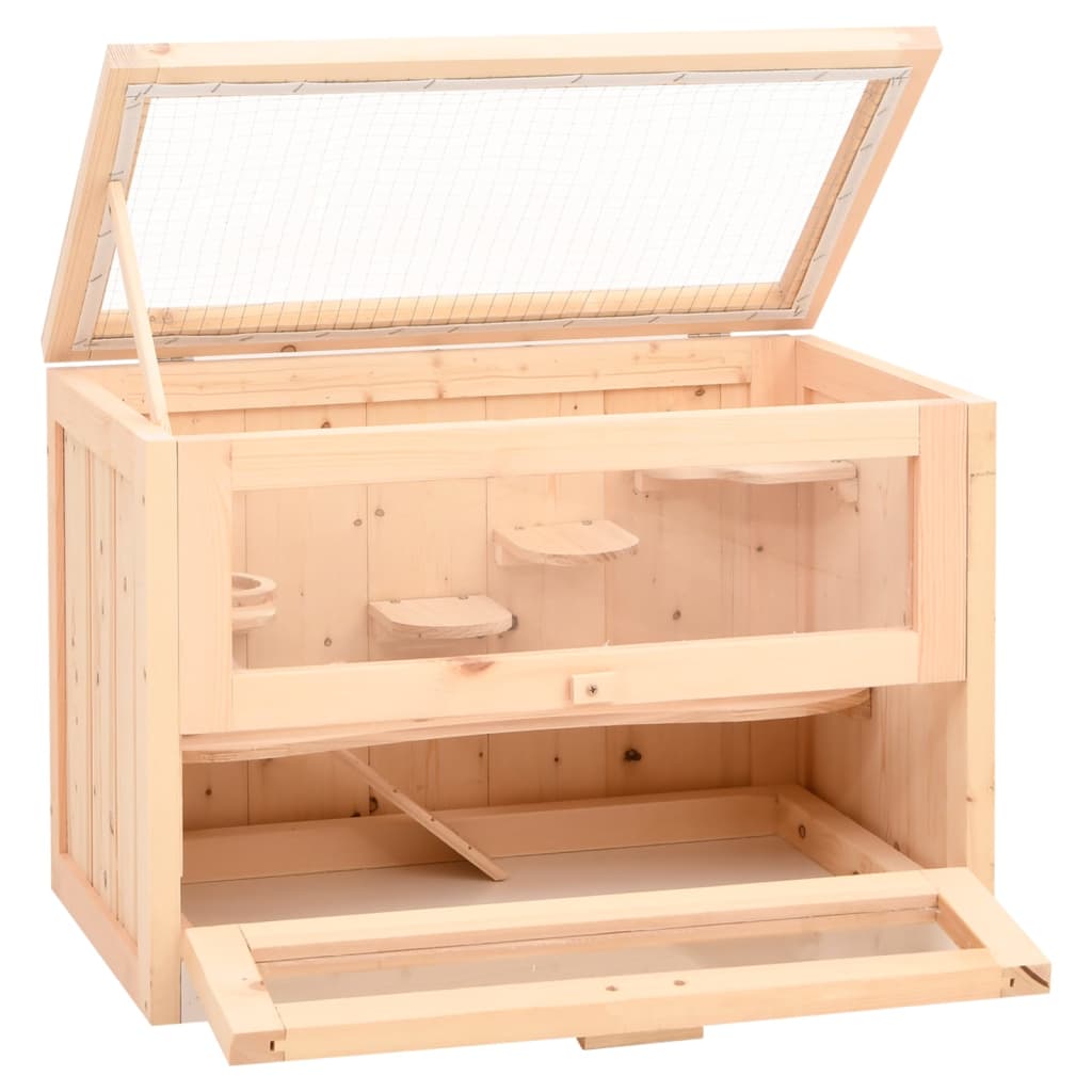 Gaiola para hamster vidaXL em madeira maciça de abeto, 60x35,5x42 cm