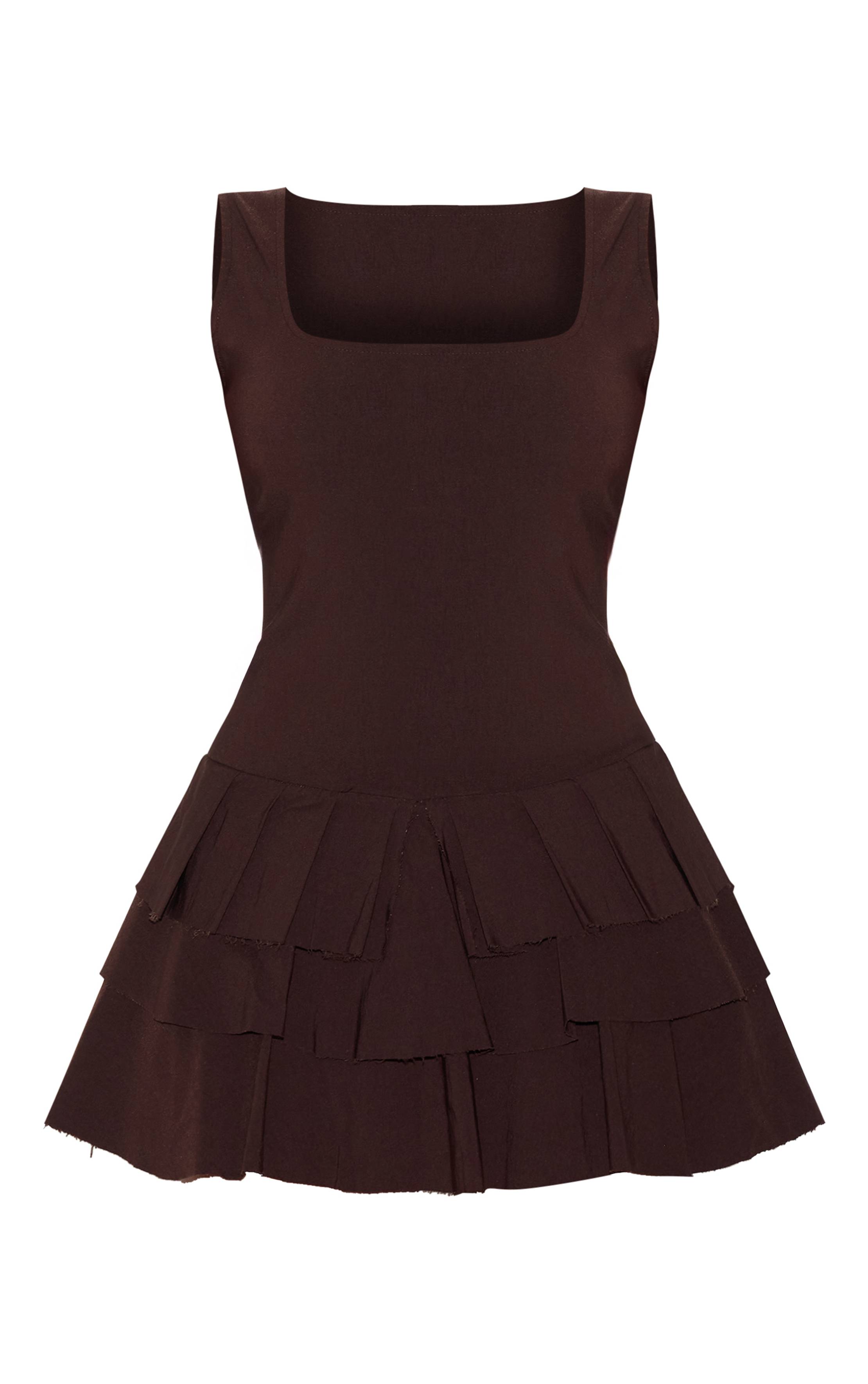 Chocolat Combi-short Jupe-short Plissée En Tissu Extensible