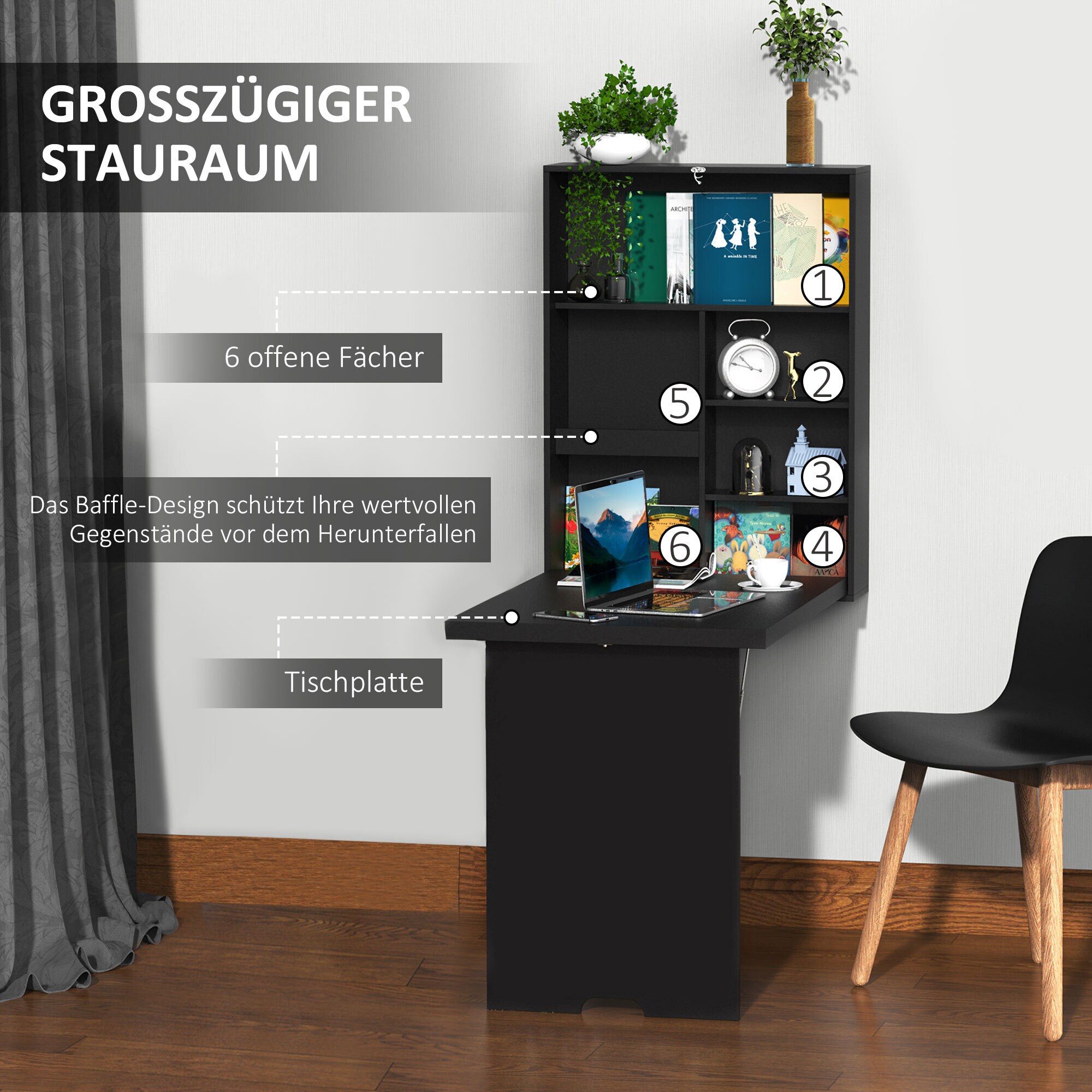 HOMCOM Schreibtisch Mit Tafel schwarz 94,5L x 60B x 147H cm
