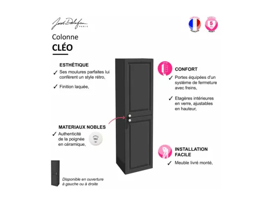 Console JACOB DELAFON Cléo 1889 avec plan vasque 3 trous + colonne droite + siphon chromé