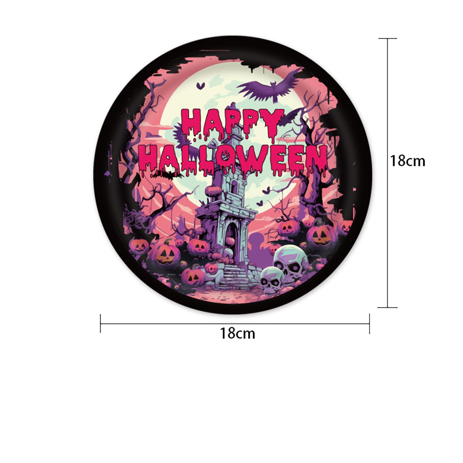 (113-tlg. Set) Einweg Geschirr Halloween Party Tisch Deko inkl. Teller / Servietten / Papp Becher / Besteck / Tischtuch - Happy Halloween