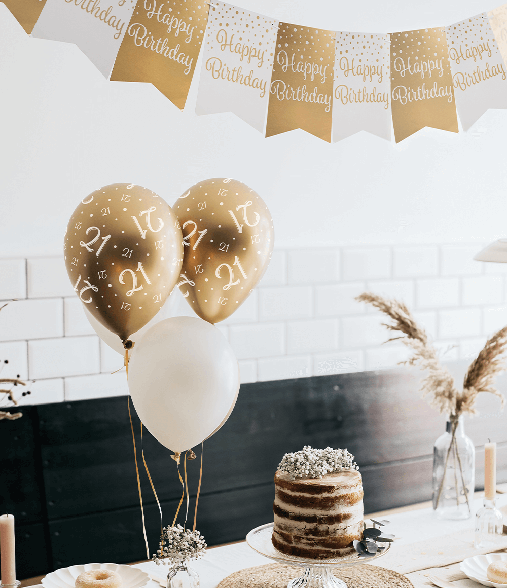 Ballonnen 65 Jaar Goud Wit 30cm 8st