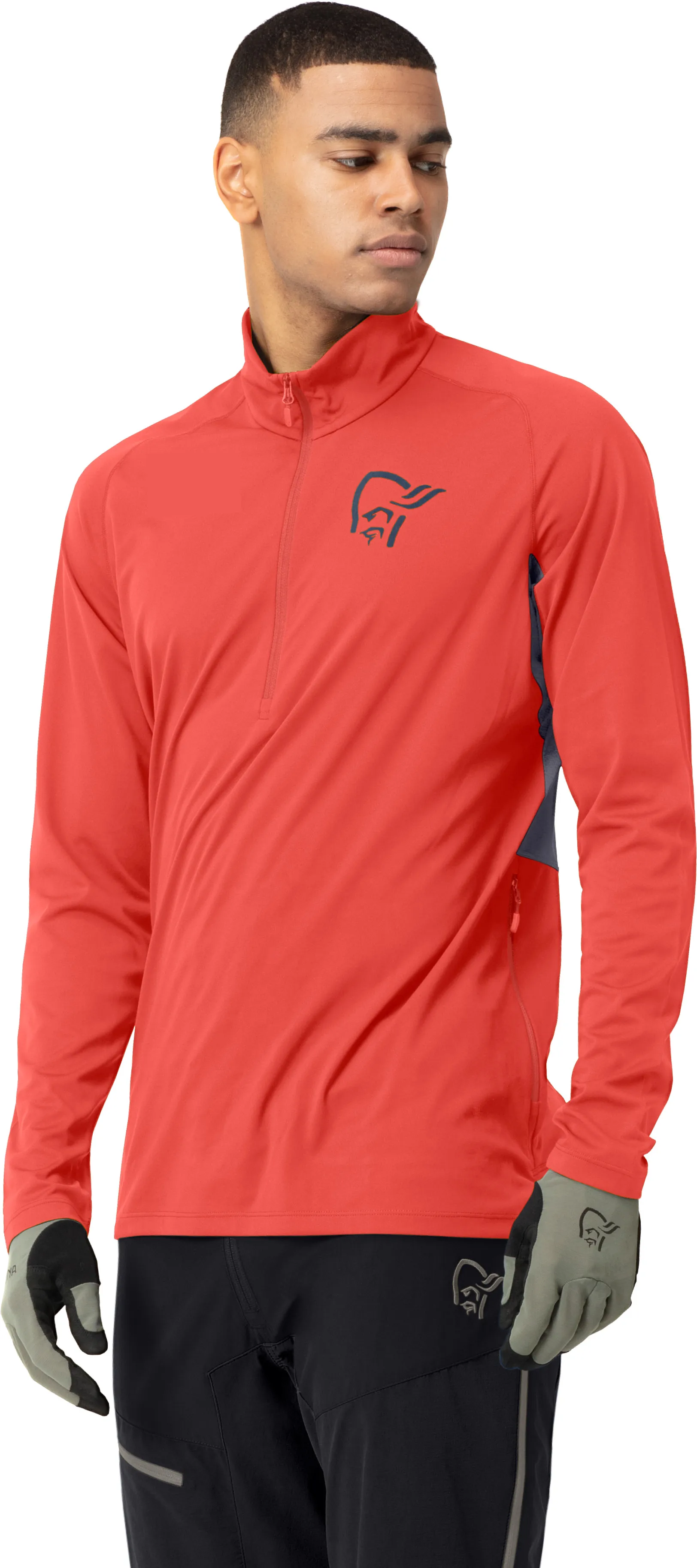 Norrøna Men's Fjørå Equaliser Long Sleeve Zip Top Paprika