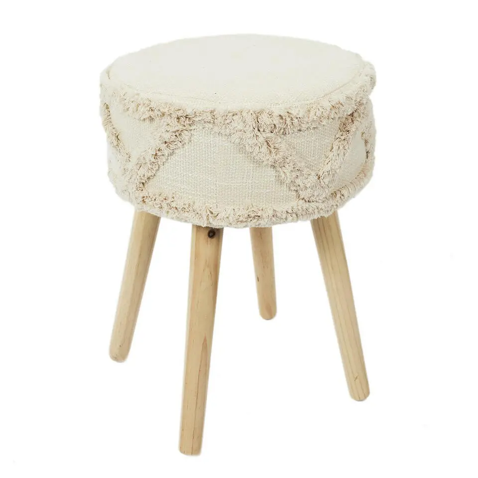 Home Deco Factory Bijzet krukje model Macrame - naturel - H41 cm