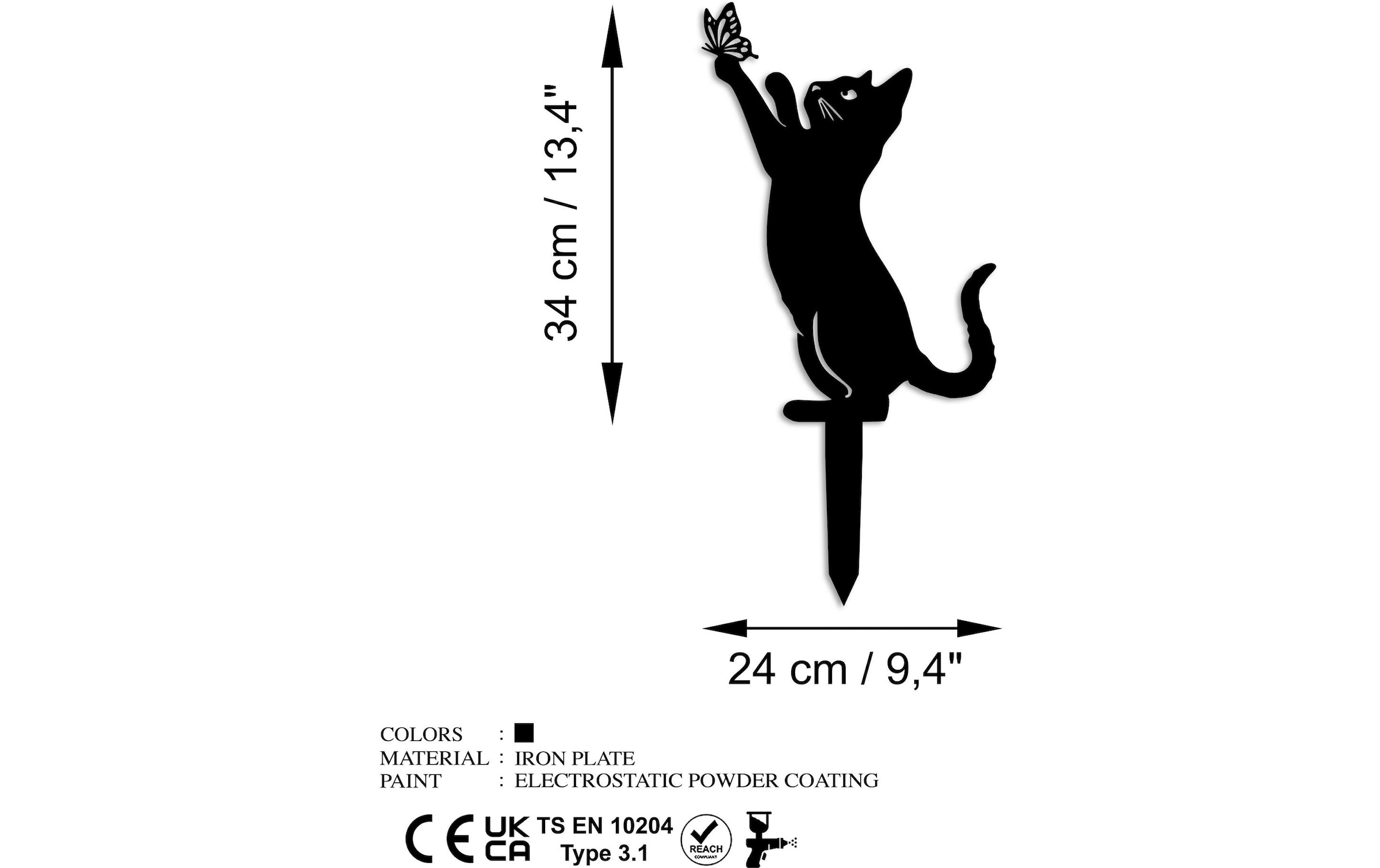 Gartenfigur »Wallxpert Katze mit Schmeterling 49 x 24 cm« Zeigen realistische Details und exquisite Handwerkskunst