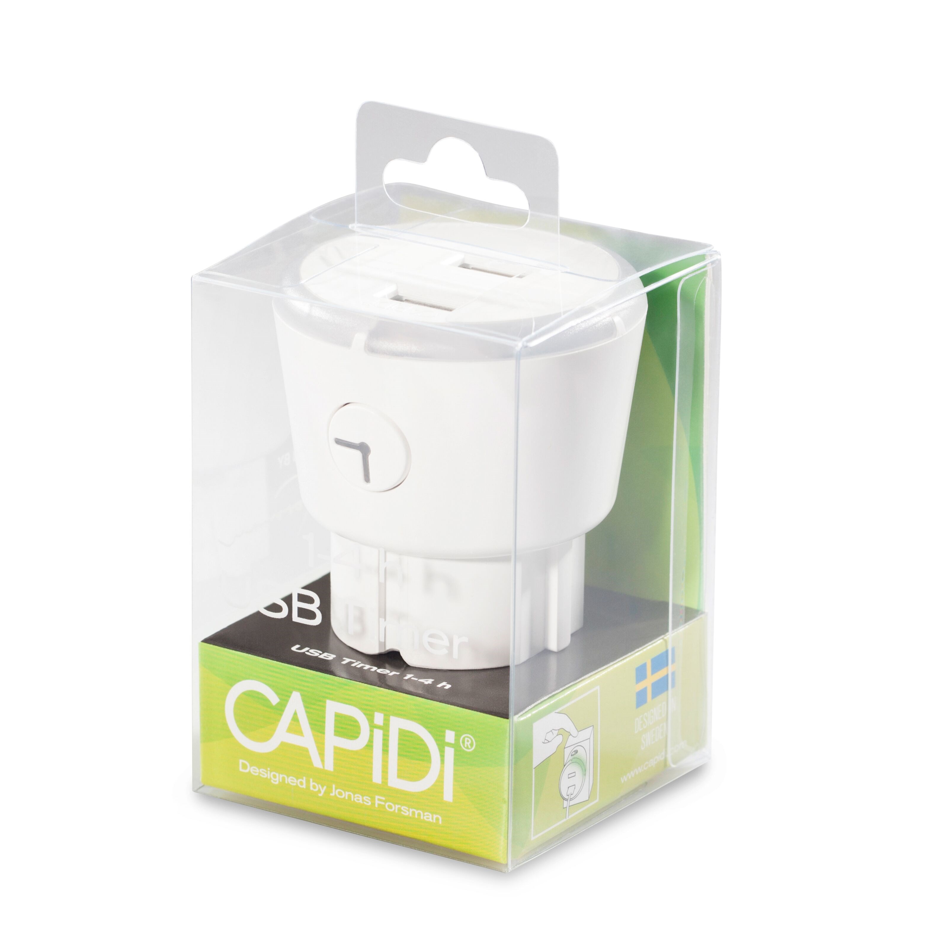Capidi USB-sikkerhetstimer med to porter - 3,4 A Hvit