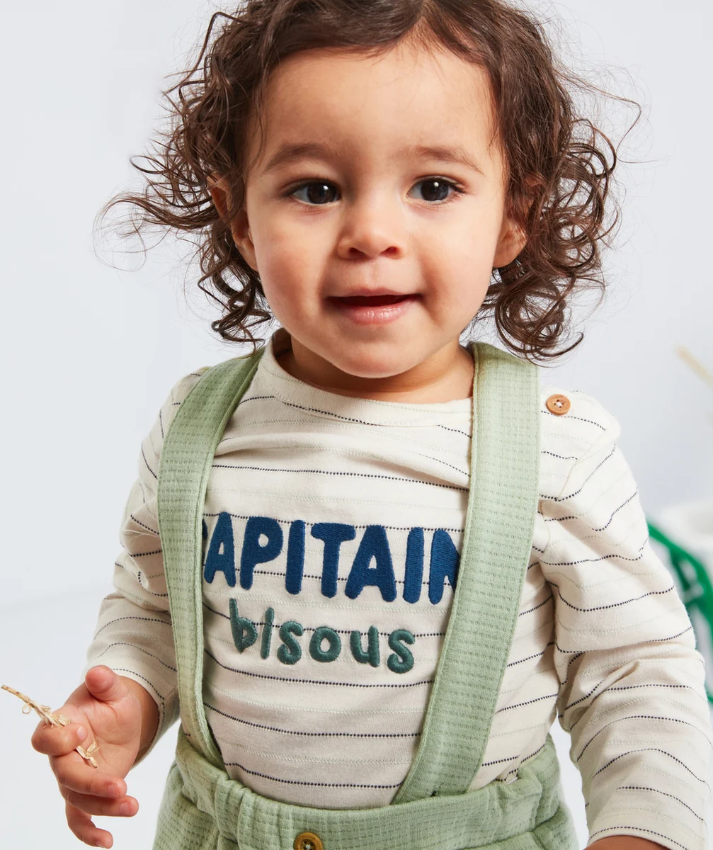 PANTALON DE JOGGING BÉBÉ GARÇON VERT AVEC BRETELLES AMOVIBLES