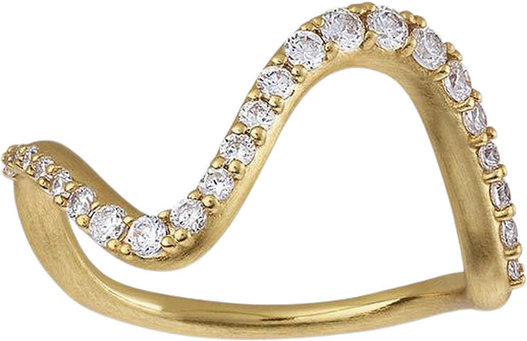 ByBiehl Wave sparkle ring large - GP Gold