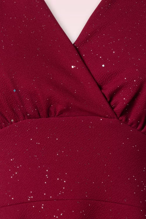 Vintage Chic for Topvintage Glinda Glitter swing jurk in wijnrood