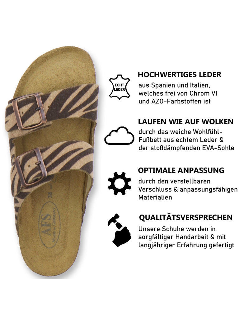 Pantoletten Damen Zweischnaller zebra