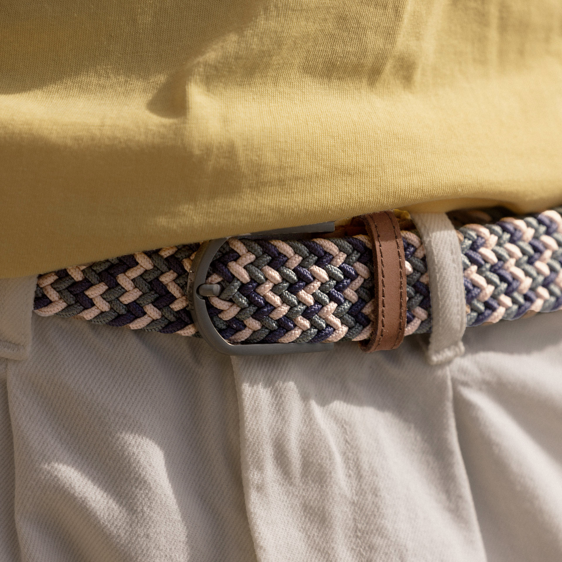 Ceinture kaki & rose pâle polyester recyclé et élasthanne - modèle belt