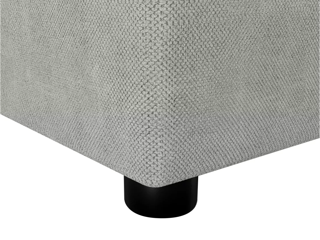 Ensemble complet literie déco tête de lit capitonnée + sommiers coffre + matelas + surmatelas - 180 x 200 cm - Tissu - Gris clair - KIDA de YSMÉE