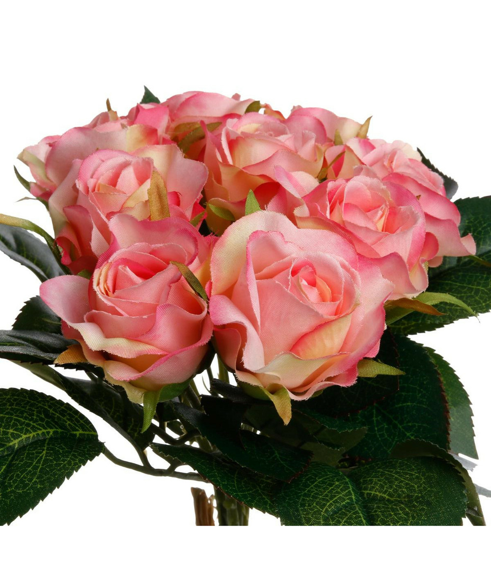 Bouquet de fleurs artificielles 9 roses d. 23 x h. 25 cm