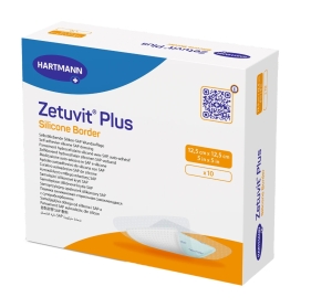 ZETUVIT Plus Silicone Border 12.5x12.5 cm, 10 Stück