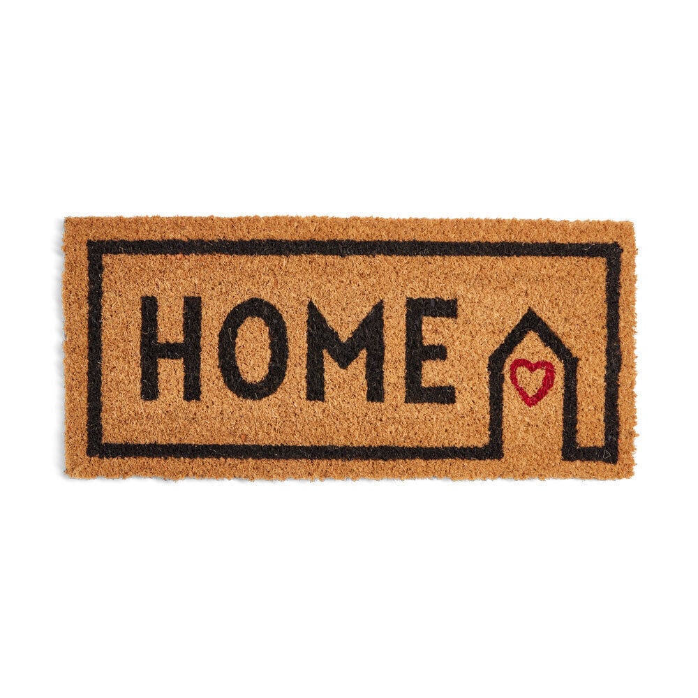 Paillasson coco Home coeur marron et noir 25x55cm