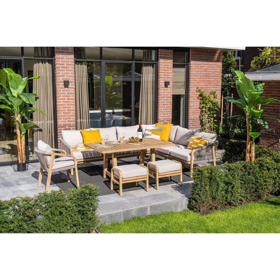 Santos lounge-diningset - 5-dlg.-rechts-acaciahout met white wash-sand