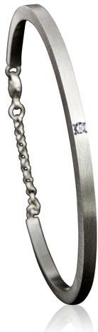 Smalle zilveren as armband met zirkonia