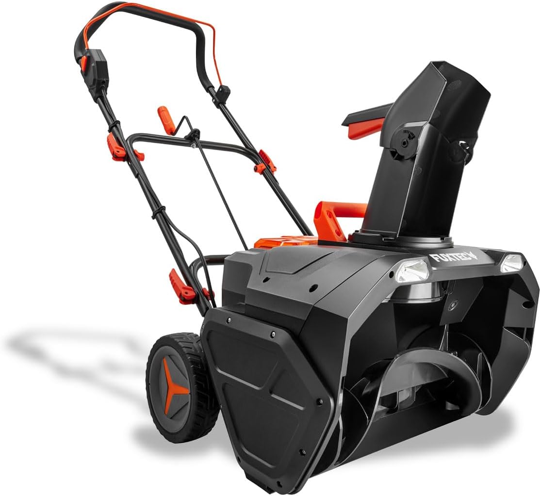 FUXTEC 40V Akku Schneefräse FX-E2SFSET, kabelloser Schneeräumer inkl. Akku + Ladegerät, 51 cm Arbeitsbreite, 6 m Wurfweite, Li-Ion Akku, LED-Frontlichter, leicht und wendig