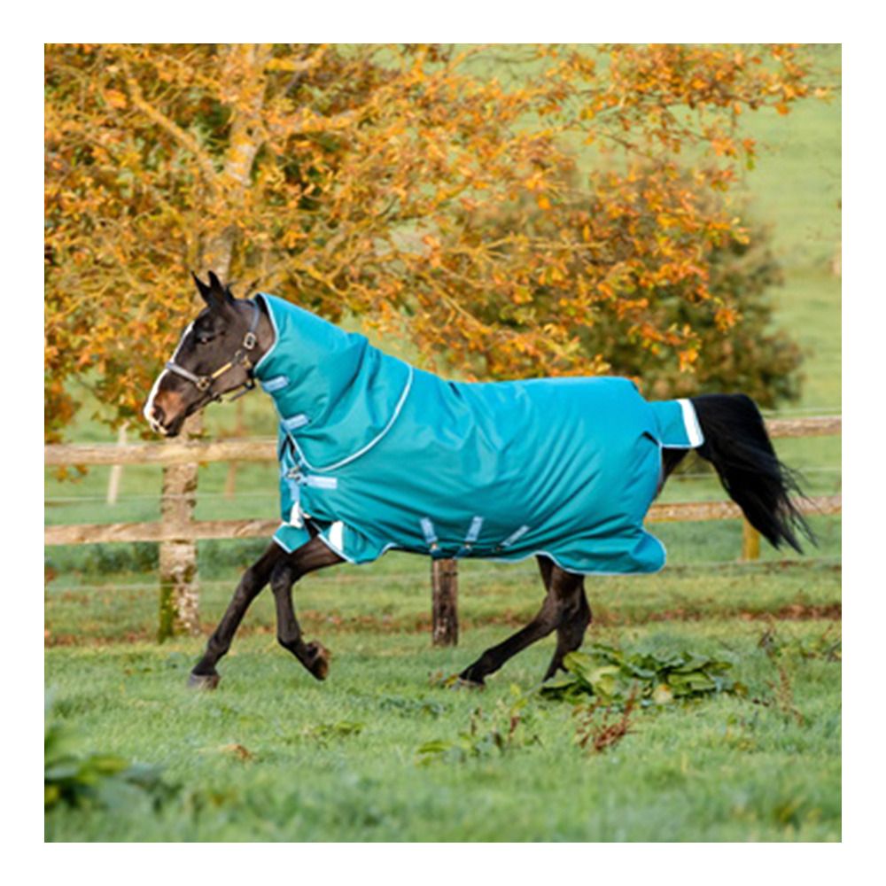 Horseware AMIGO BRAVO 12 REFL PLUS 400G - Couverture de paddock + couvre-cou storm green/turquoise/aqua