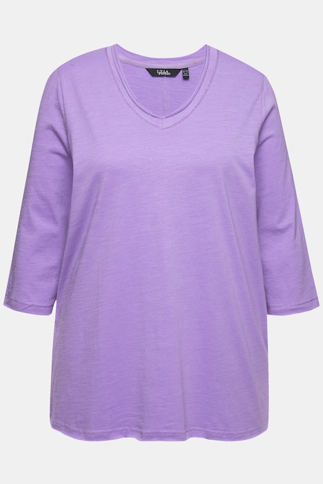 Shirt, Metallic-Nähte, V-Ausschnitt, 3/4-Arm