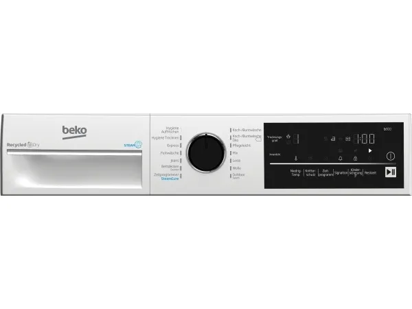 Beko B3T42240S, Fritstående, Front-læsning, Varmepumpe, Hvid, Dreje, Berøring, Højre