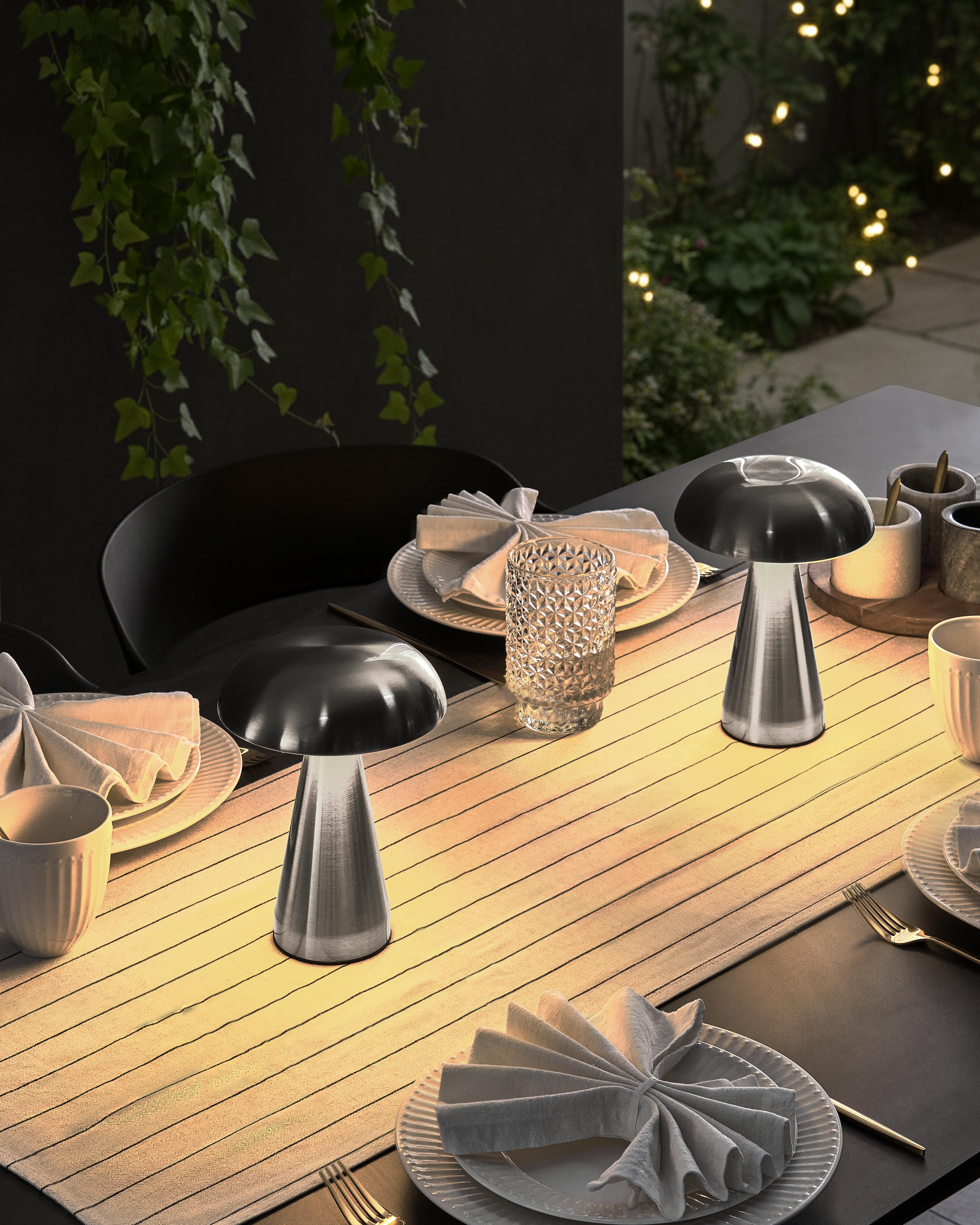 Set van 2 draadloze LED tafellampen KULFO met dimmer Metaal Zilver