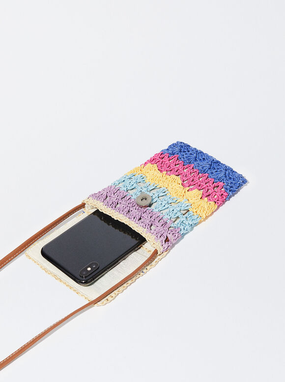Bolsa de palha para celular - Fúcsia