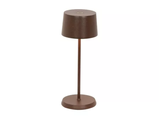 Zafferano OLIVIA PRO MICRO Lampe de table LED Corten rechargeable et dimmable