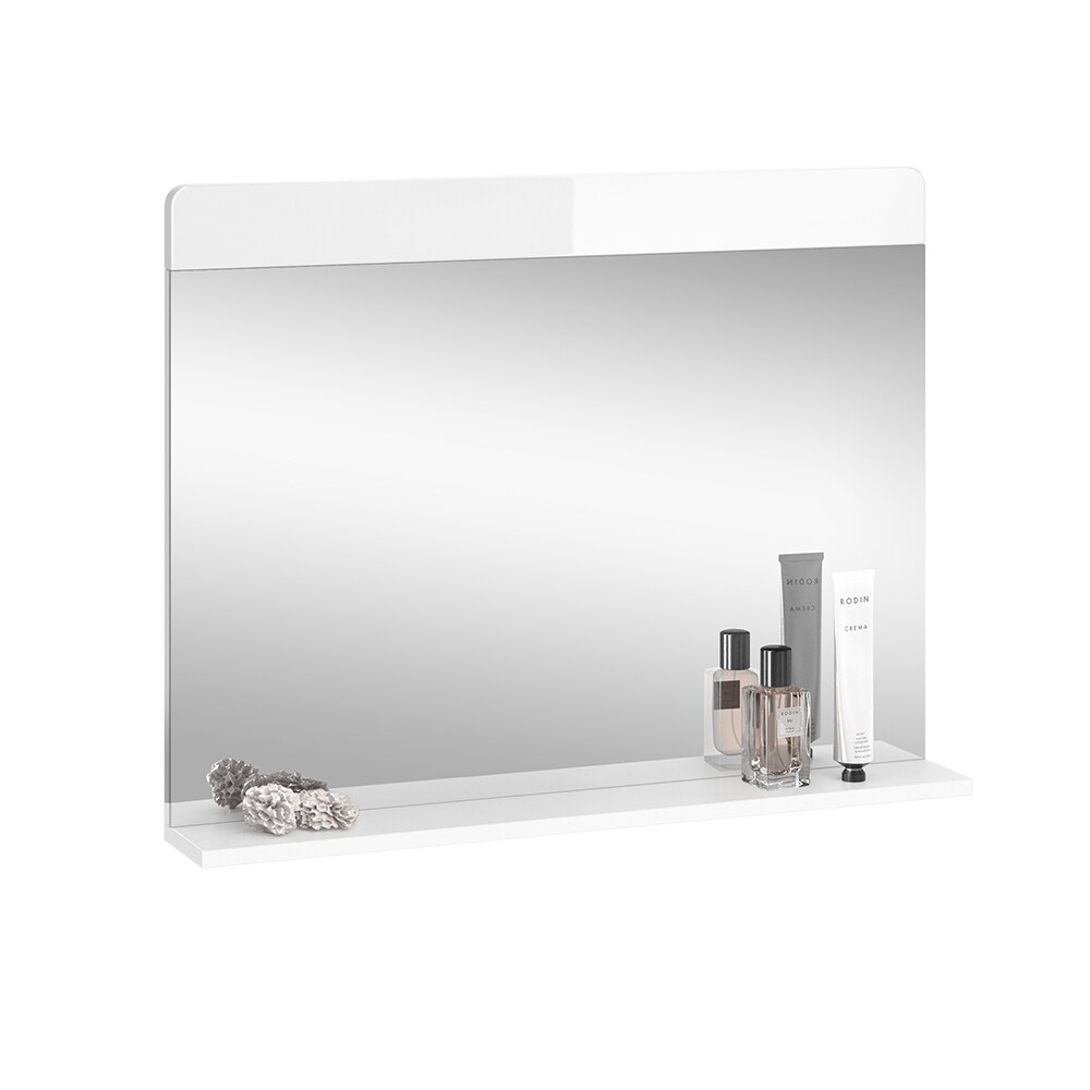 Vicco Badezimmerspiegel Izan Weiß Hochglanz 80 x 62 cm mit Regal