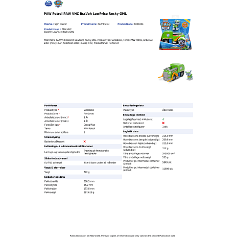Paw Patrol Basic køretøj Rocky