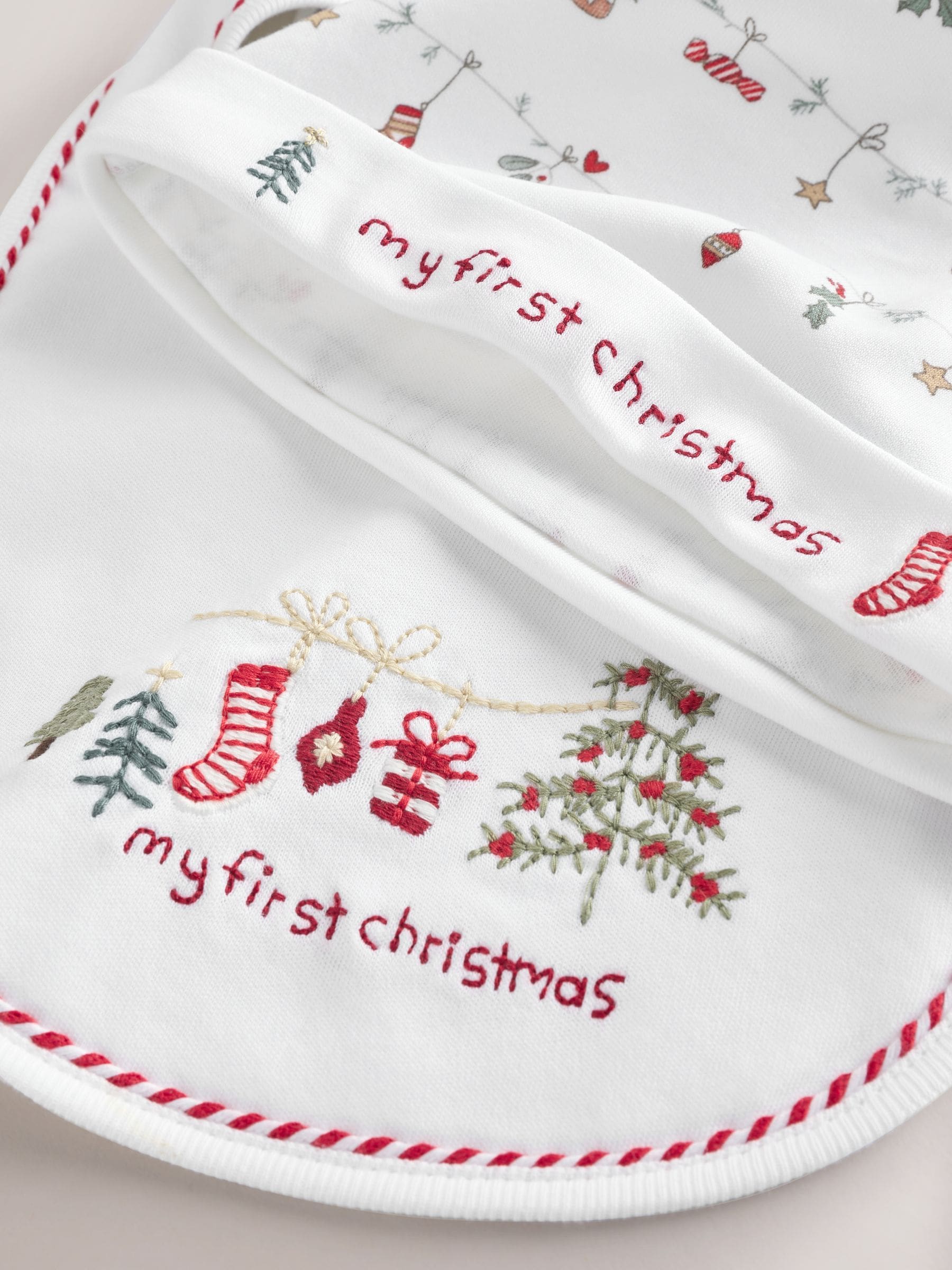 Rood - Mijn Eerste Kerstmis Hoed en Slabbetje Set (0-12mnd)