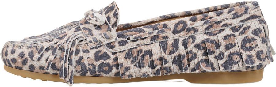 DWRS Parral leren mocassins met panterprint beige