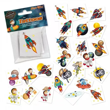 Lutz Mauder TapirElla Mini-Tattoo-Set, Rakete und Planeten 24-tlg.