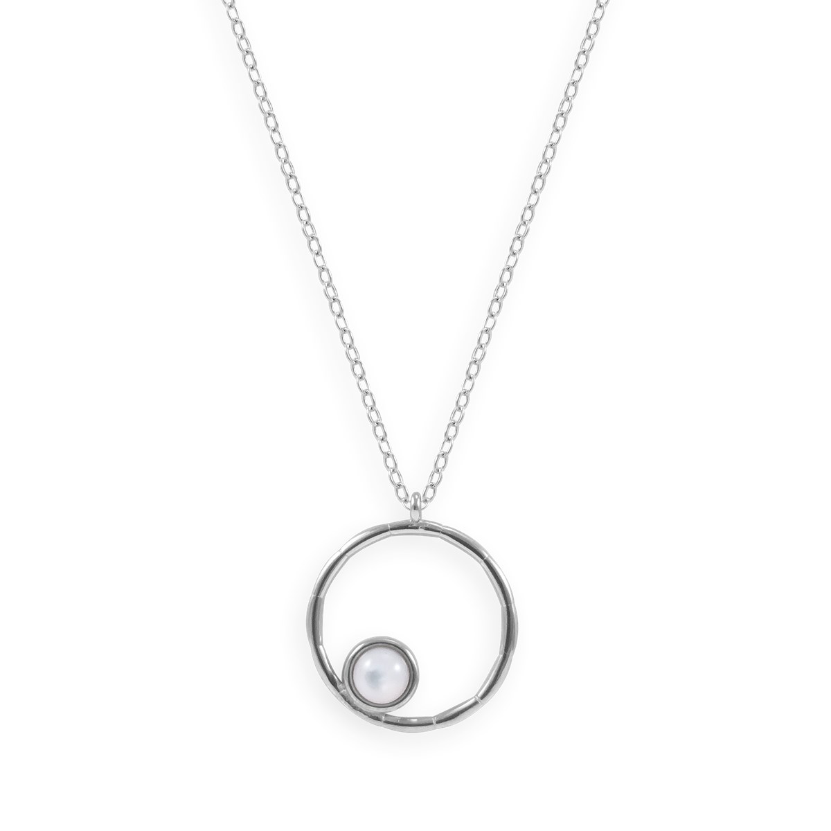 Collier en argent 925 rhodié avec pierre blanche