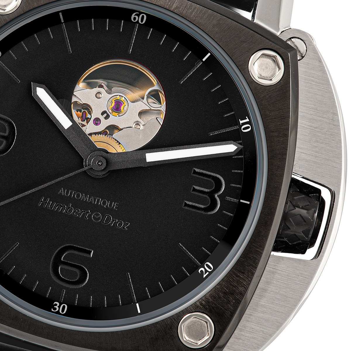 Montre HUMBERT-DROZ hd1 homme automatique, bracelet cuir noir