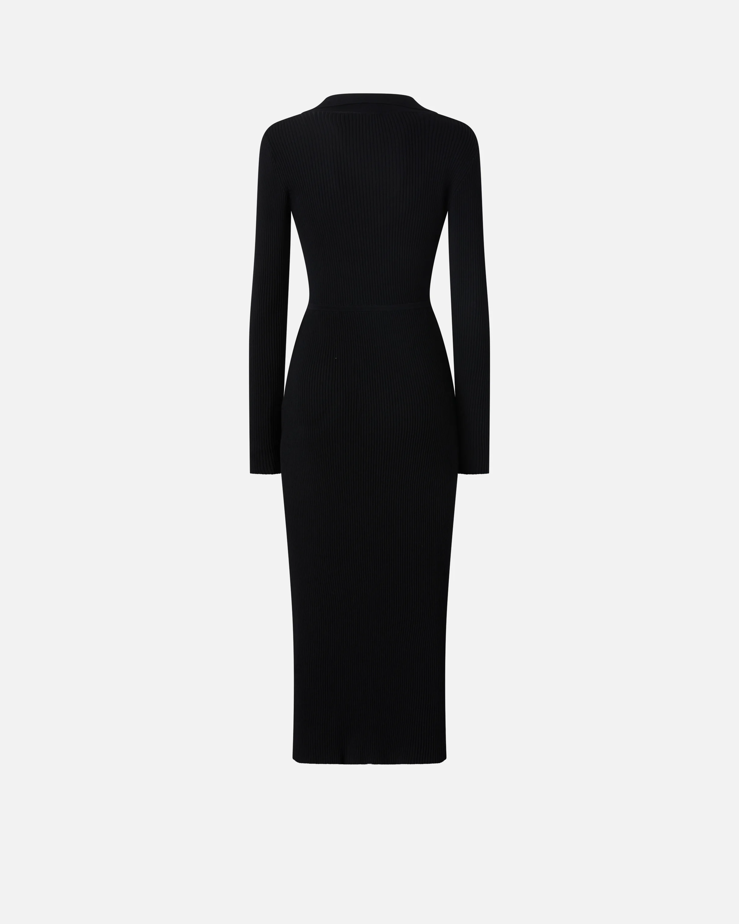 Robe longue côtelée à boutons dorés | Noir