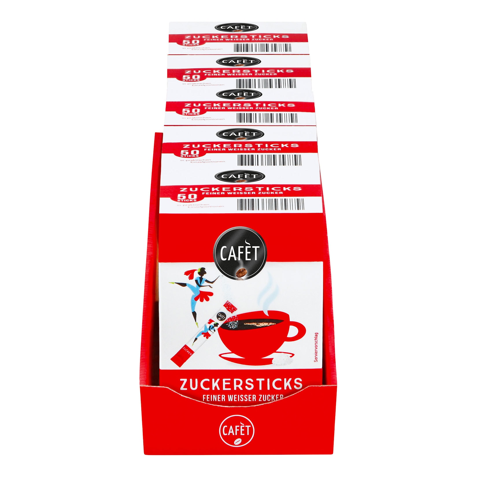 Cafet für Cremesso Zuckersticks 50 Sticks 250 g, 5er Pack